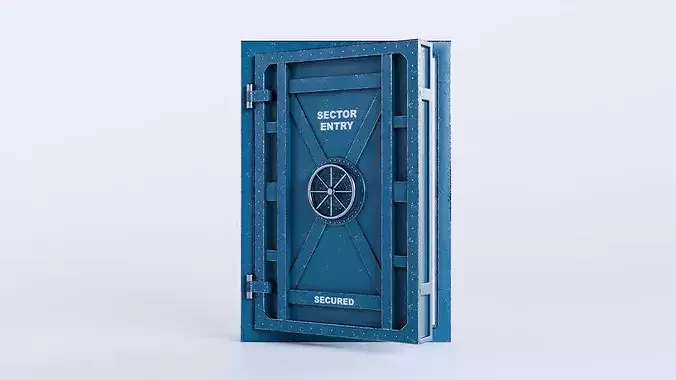 Military Metal Bunker Securty Door low-poly 3d model