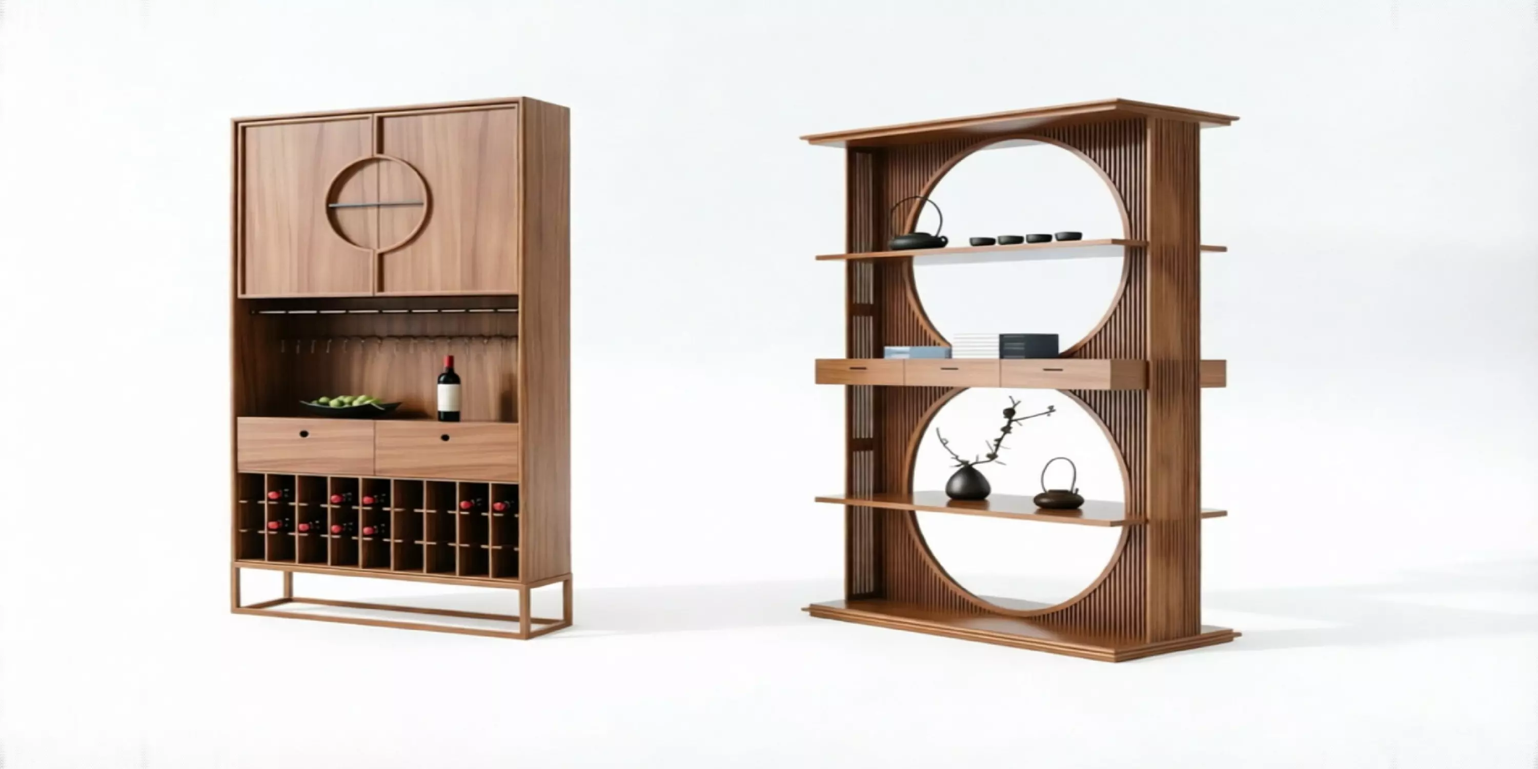 Modern Oriental Solid Wood Wine Decor Cabinet Texture