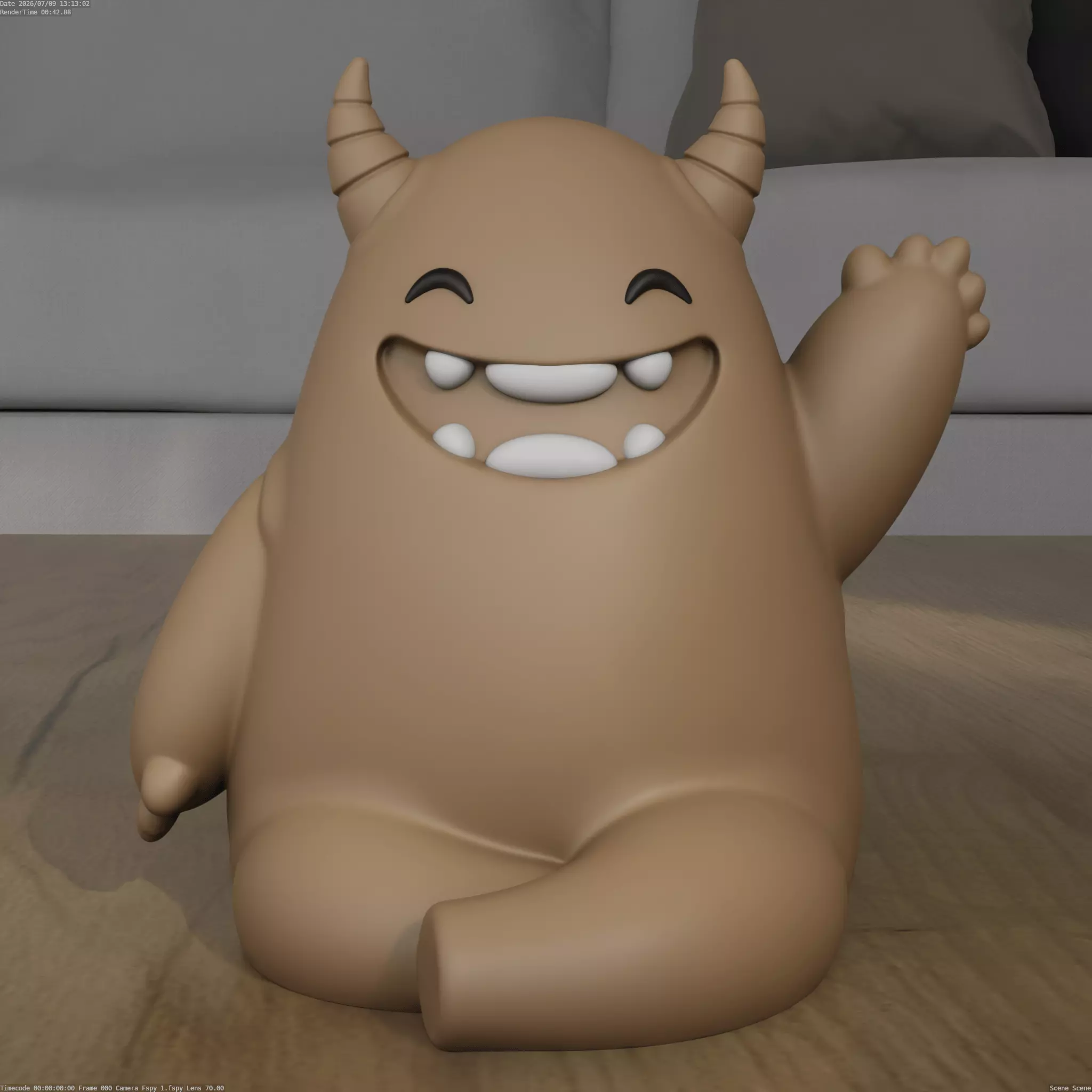 Cute Waving Monster Desk Buddy 3D Print File 3D print model