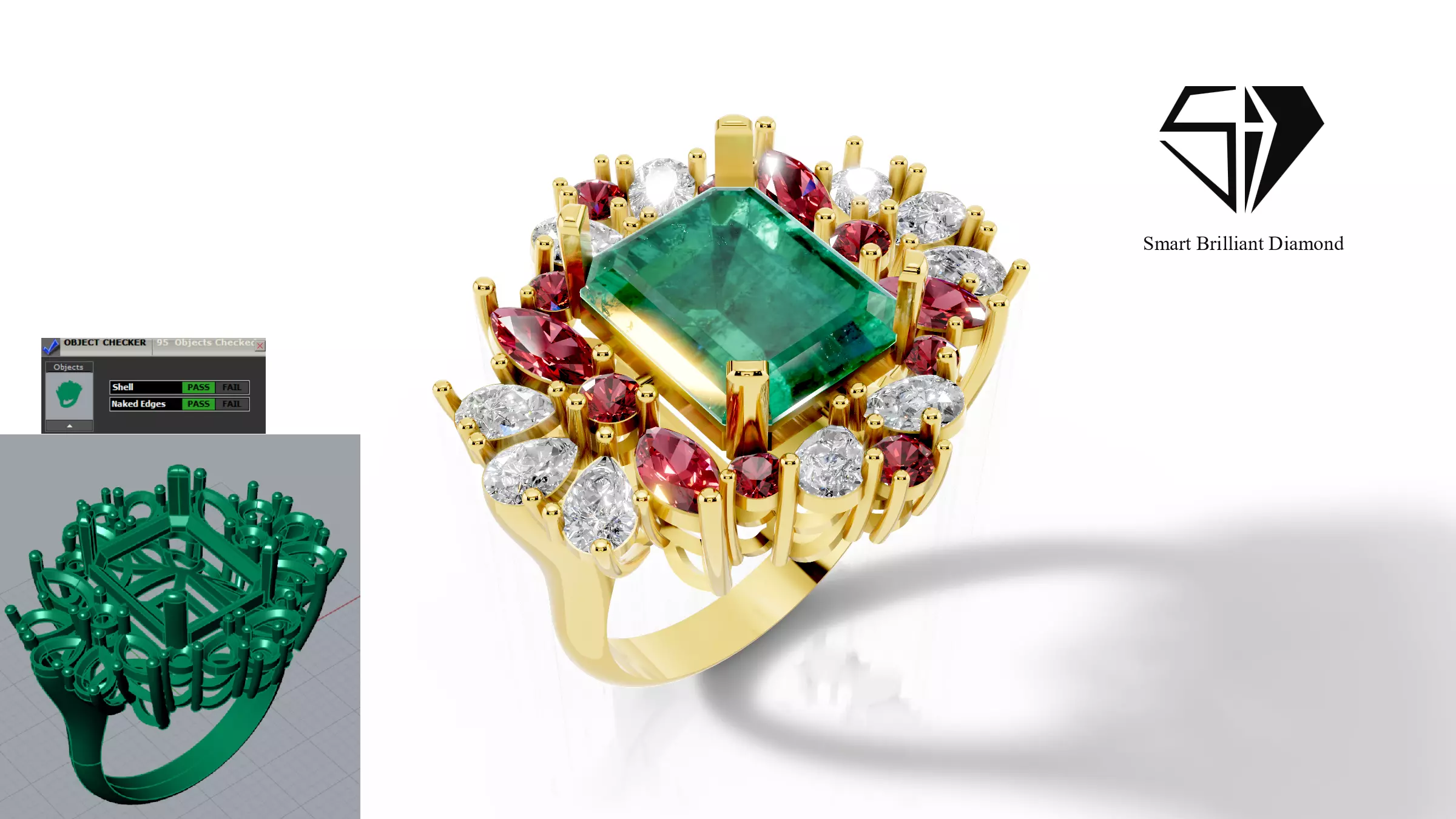 Luxury Womens Ring 3D Model Gold Jewelry CAD File jr00409 3D print model