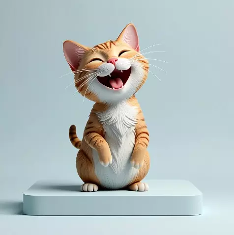4447 Laughing Kitten 3D Printed Minimalist Style STL DND 3D print model