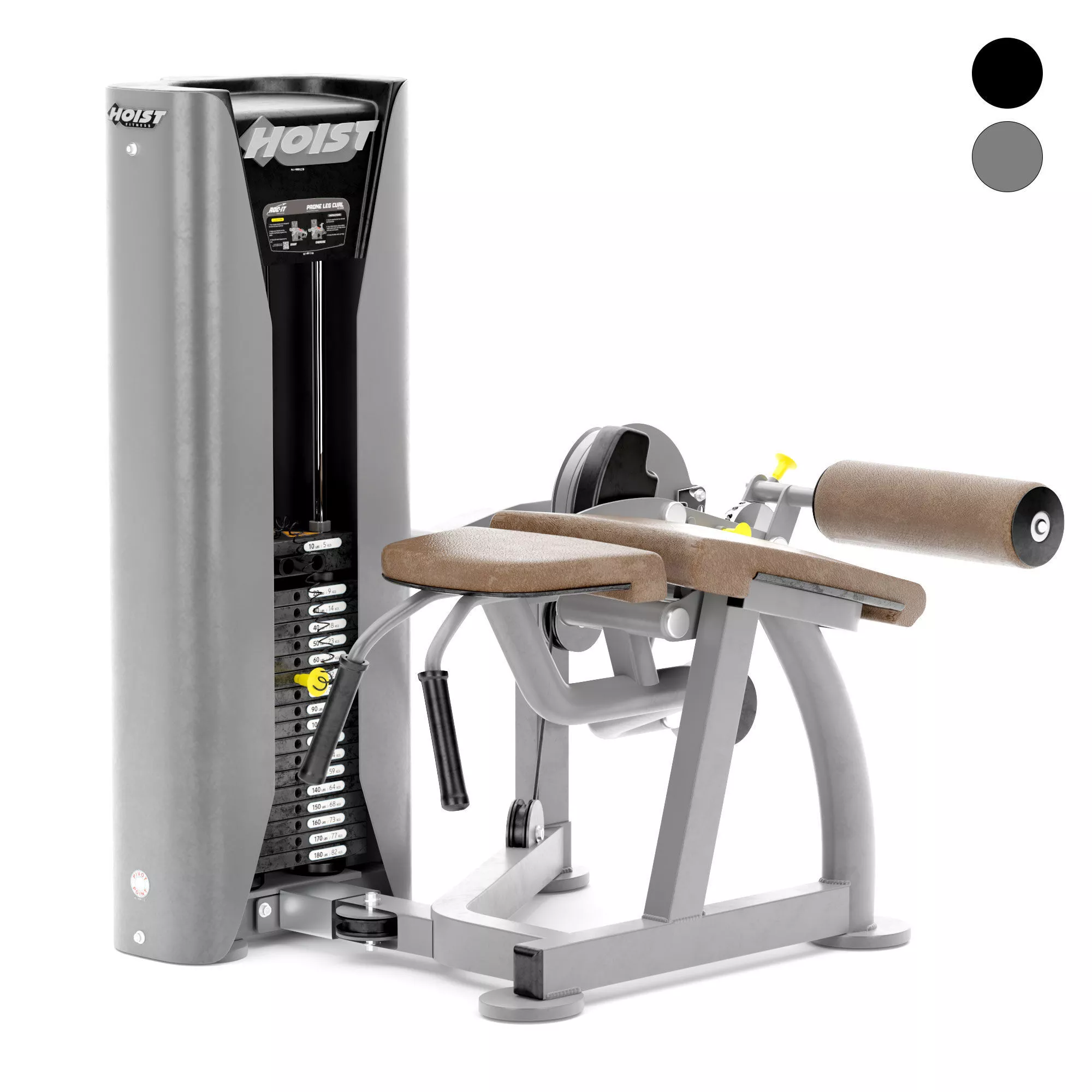 Gym Fitness Hoist fitness RS-2408-Prone Leg Curl Black 3D model