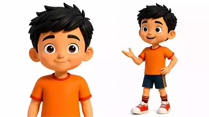Cute Stylized Cartoon Boy Kid Character Rigged Animated