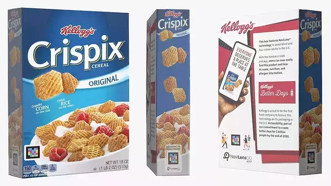 Crispix Cereal Box Kelloggs 3D model 5