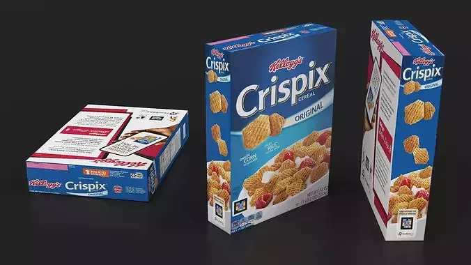 Crispix Cereal Box Kelloggs 3D model 4