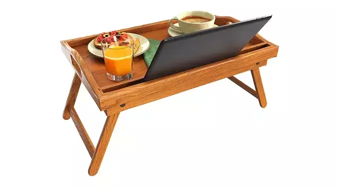 Breakfast in bed tray 3D model 4