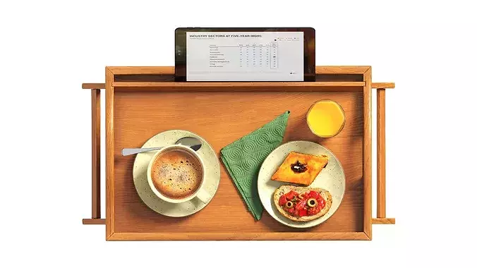 Breakfast in bed tray 3D model 7