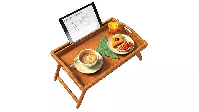 Breakfast in bed tray 3D model