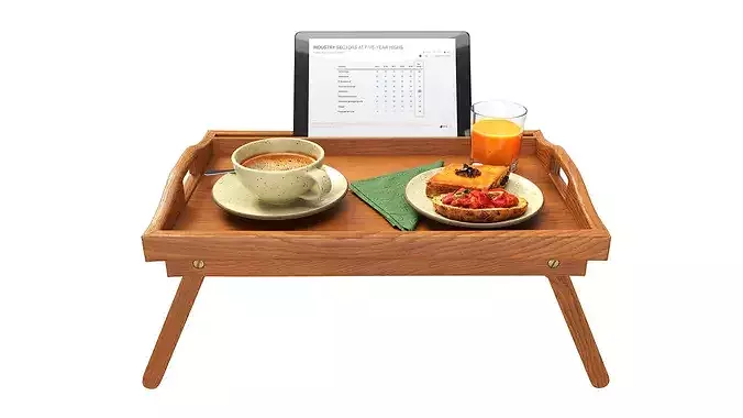 Breakfast in bed tray 3D model 2
