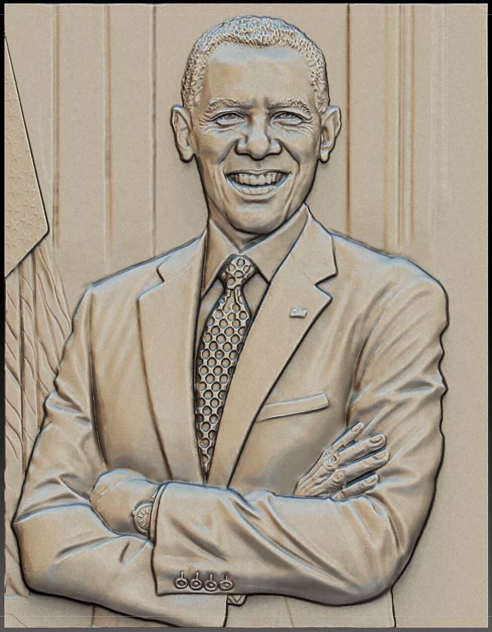 Barack Obama 3D RELIEF PORTRAIT 3D print model