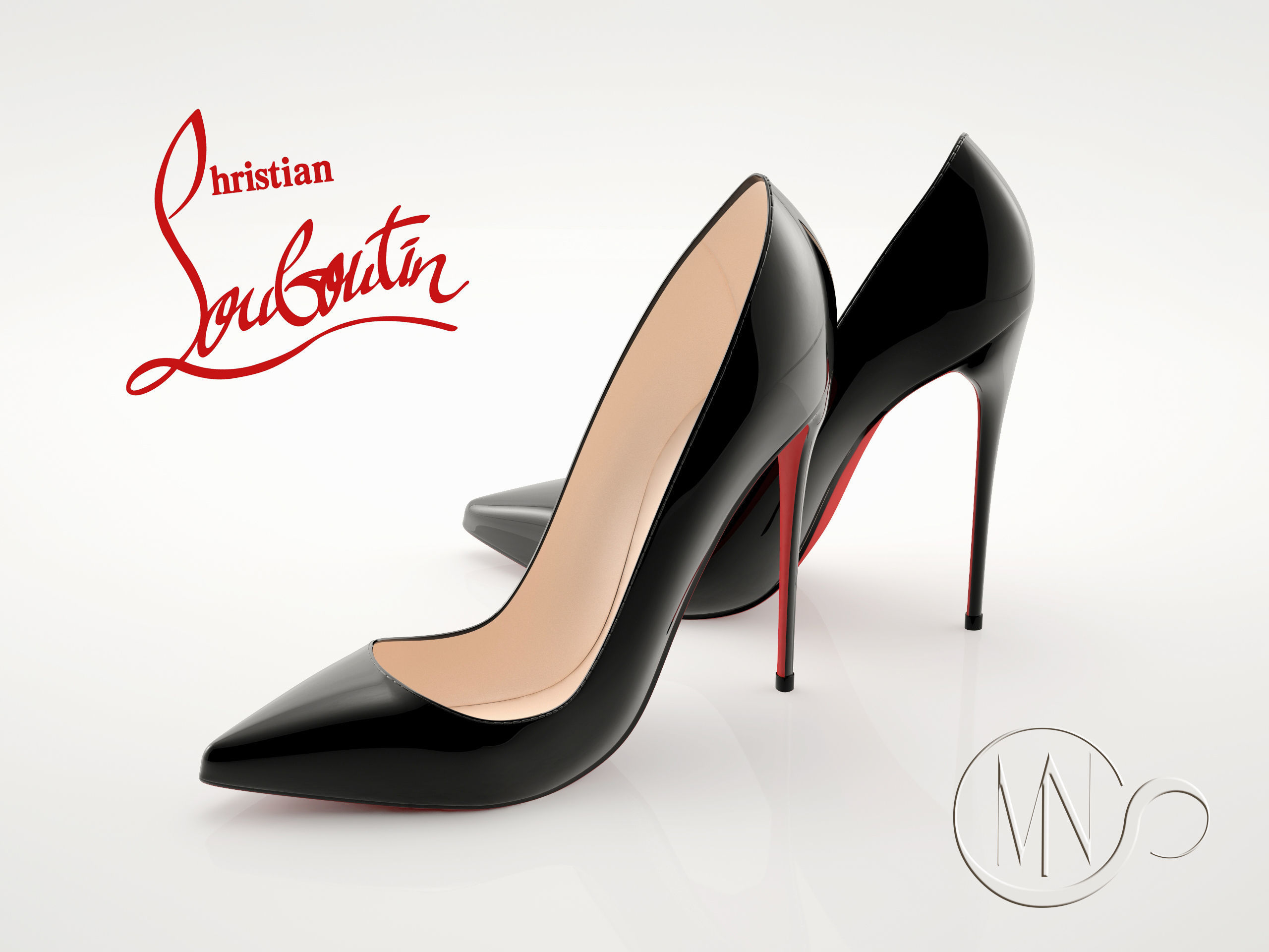 Pro - Louboutin Classic Shoes 3D model High and Low Poly 3D model_1