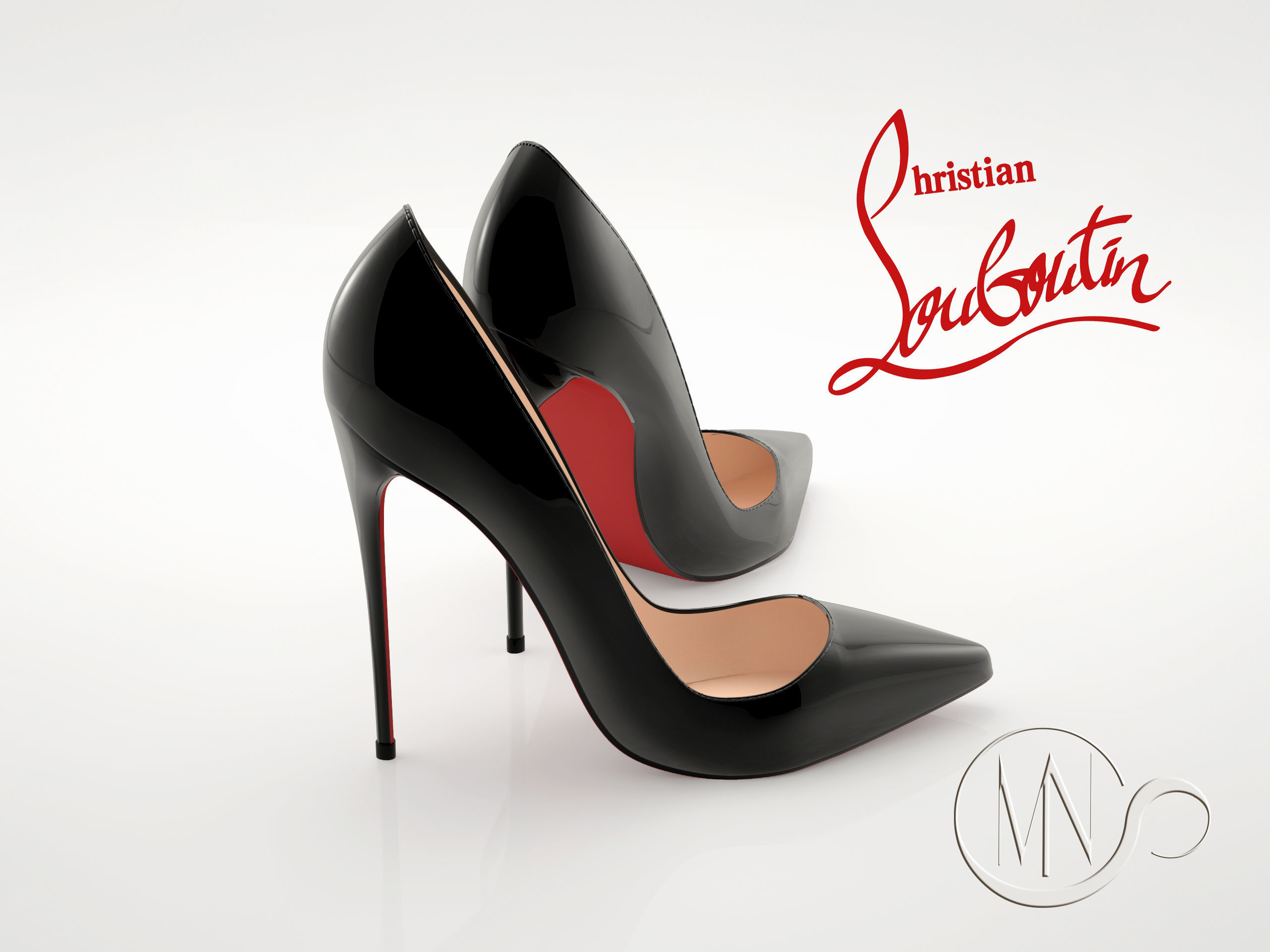 Pro - Louboutin Classic Shoes 3D model High and Low Poly 3D model_2
