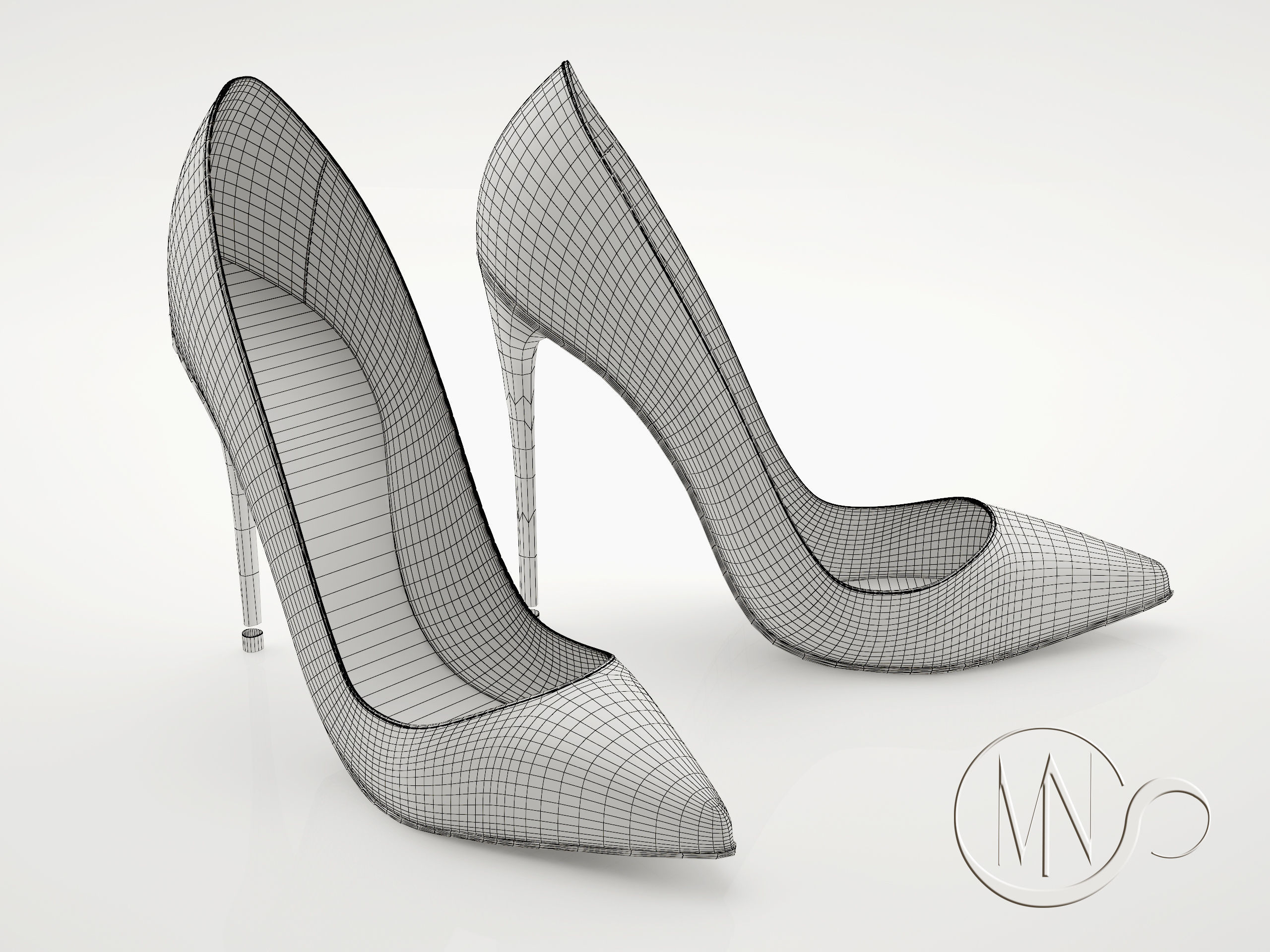 Pro - Louboutin Classic Shoes 3D model High and Low Poly 3D model_5