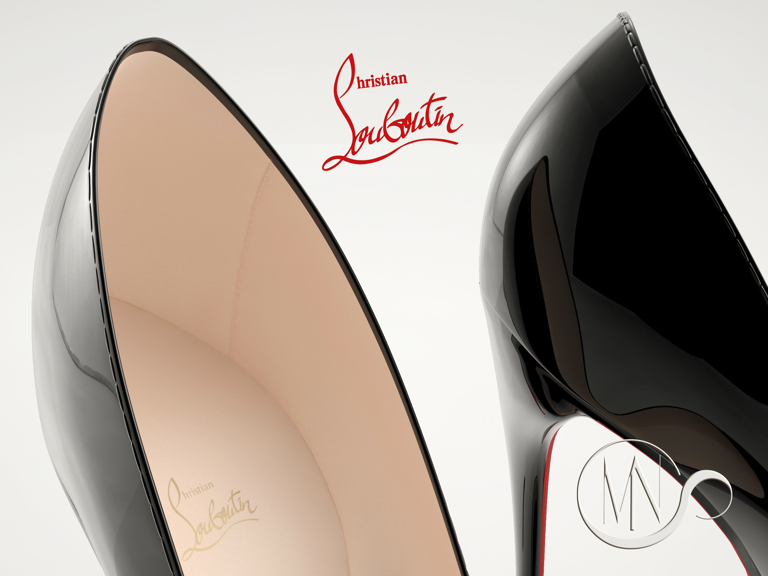 Pro - Louboutin Classic Shoes 3D model High and Low Poly 3D model_3