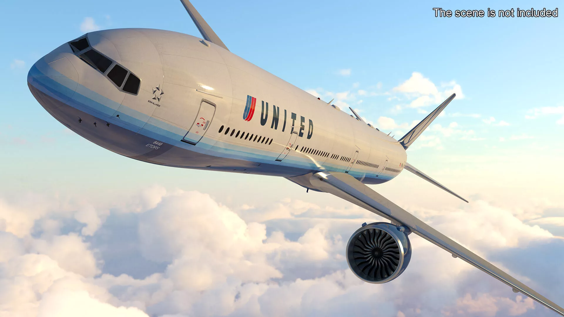 Boeing 777 United Airlines Rigged 3D model