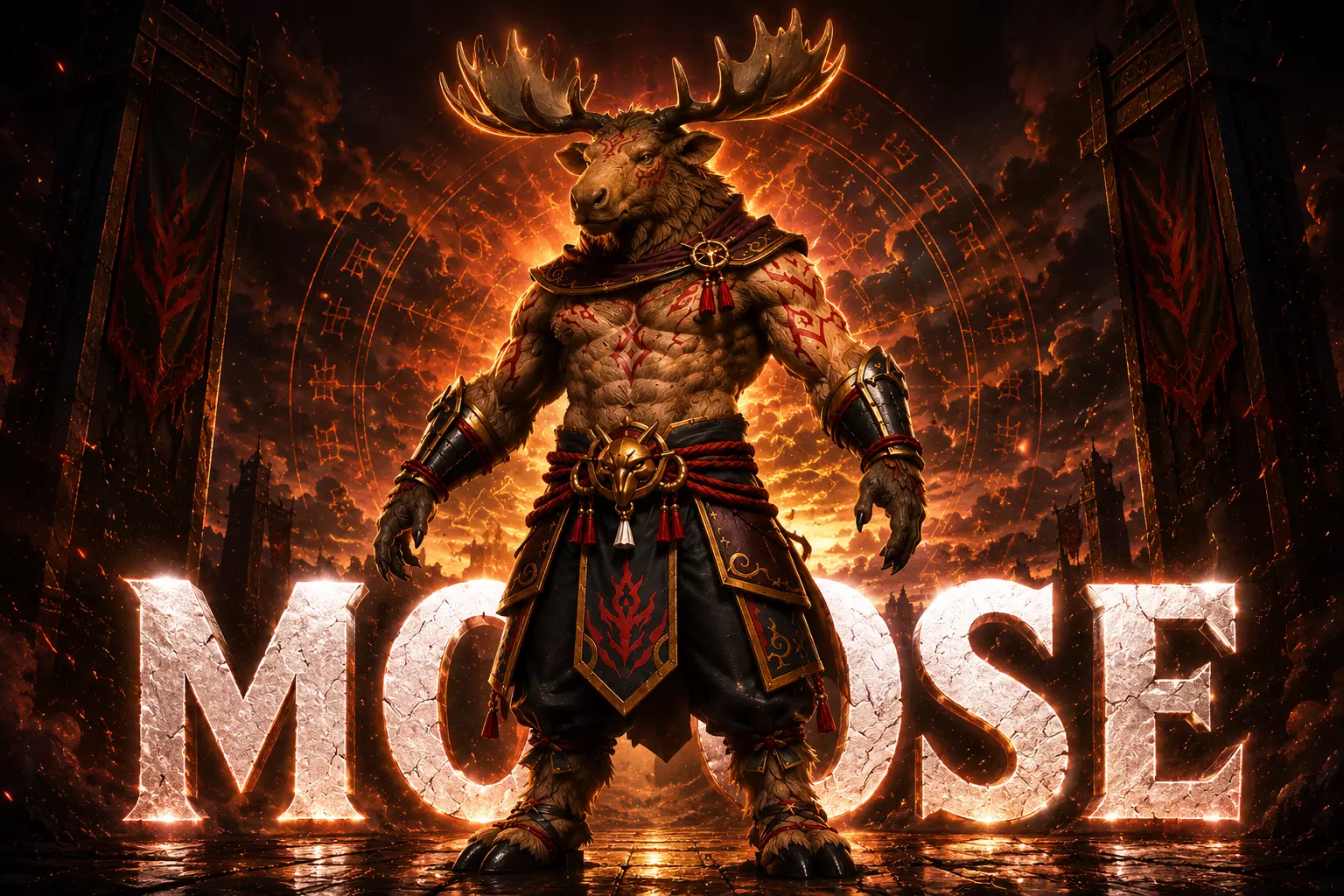 Stylized Moose Warrior Low Poly Rigged Character Low-poly 3D model