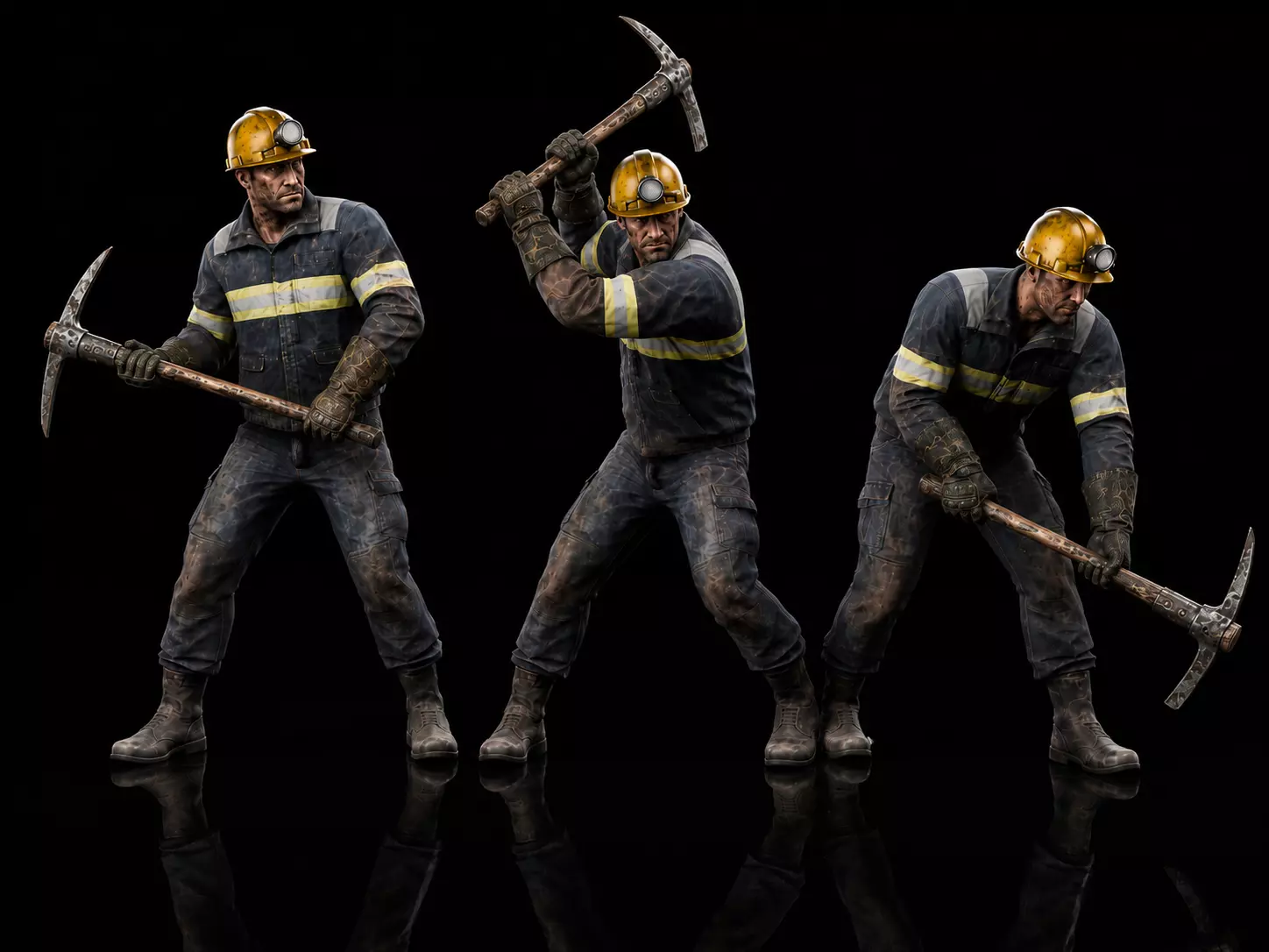 Realistic Miner - Rigged Low-poly 3D model