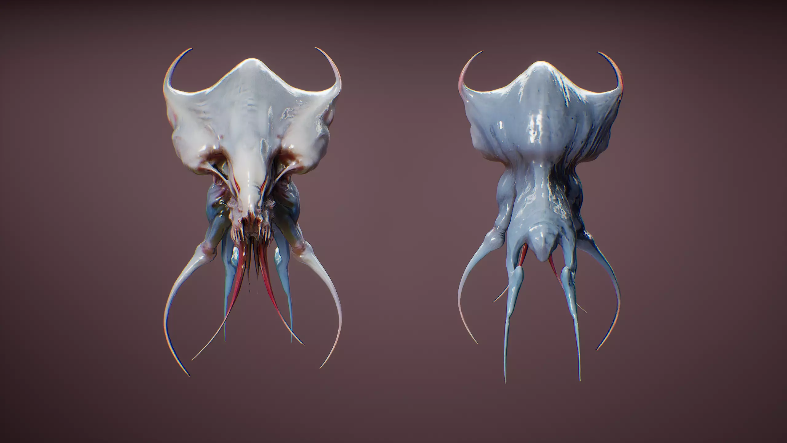 Highpoly Alien JellyfishHead Creature GameReady Monster Asset Low-poly 3D model