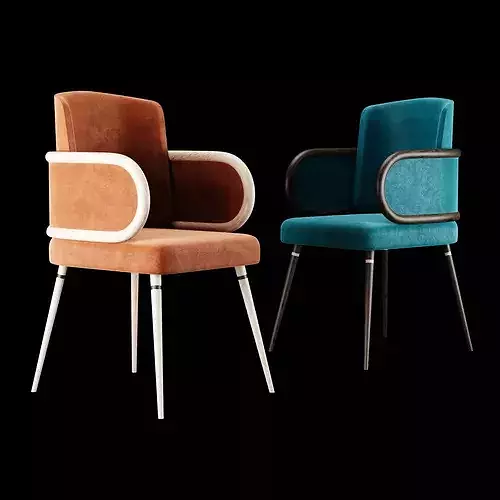 Modern Velvet Dining Chair LowPoly PBR Restaurant Cafe Armchair 3D model