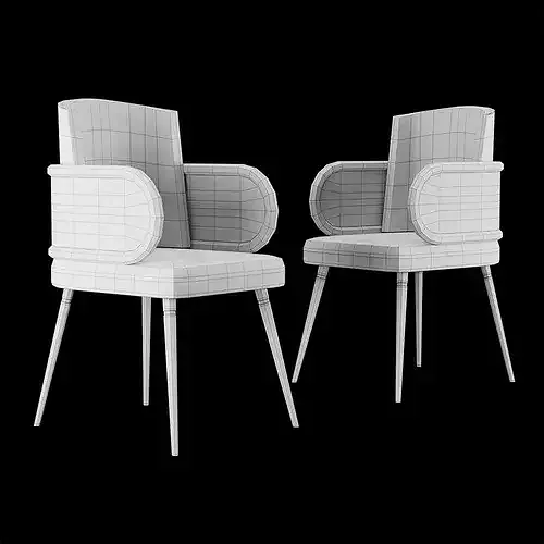 Modern Velvet Dining Chair LowPoly PBR Restaurant Cafe Armchair  3D model 2