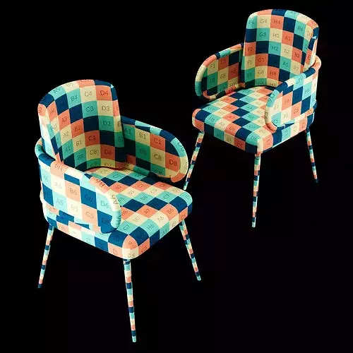 Modern Velvet Dining Chair LowPoly PBR Restaurant Cafe Armchair  3D model 3