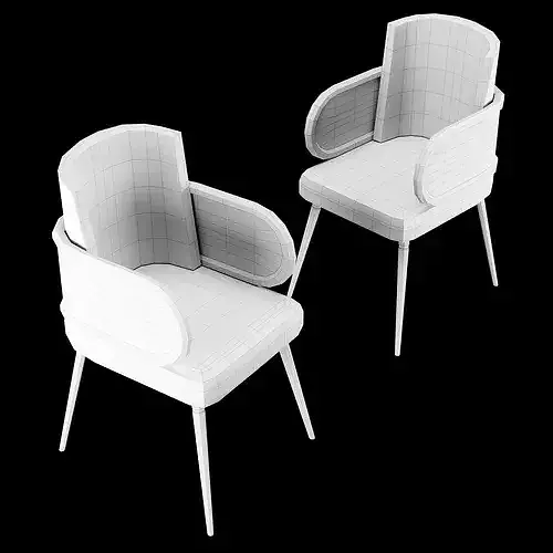 Modern Velvet Dining Chair LowPoly PBR Restaurant Cafe Armchair  3D model 5