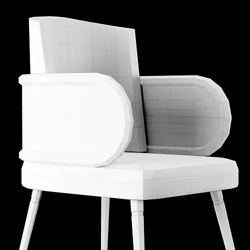 Modern Velvet Dining Chair LowPoly PBR Restaurant Cafe Armchair  3D model 7