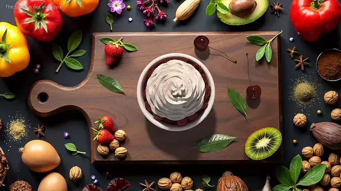 Raspberries with Whipped Cream 3D model 4