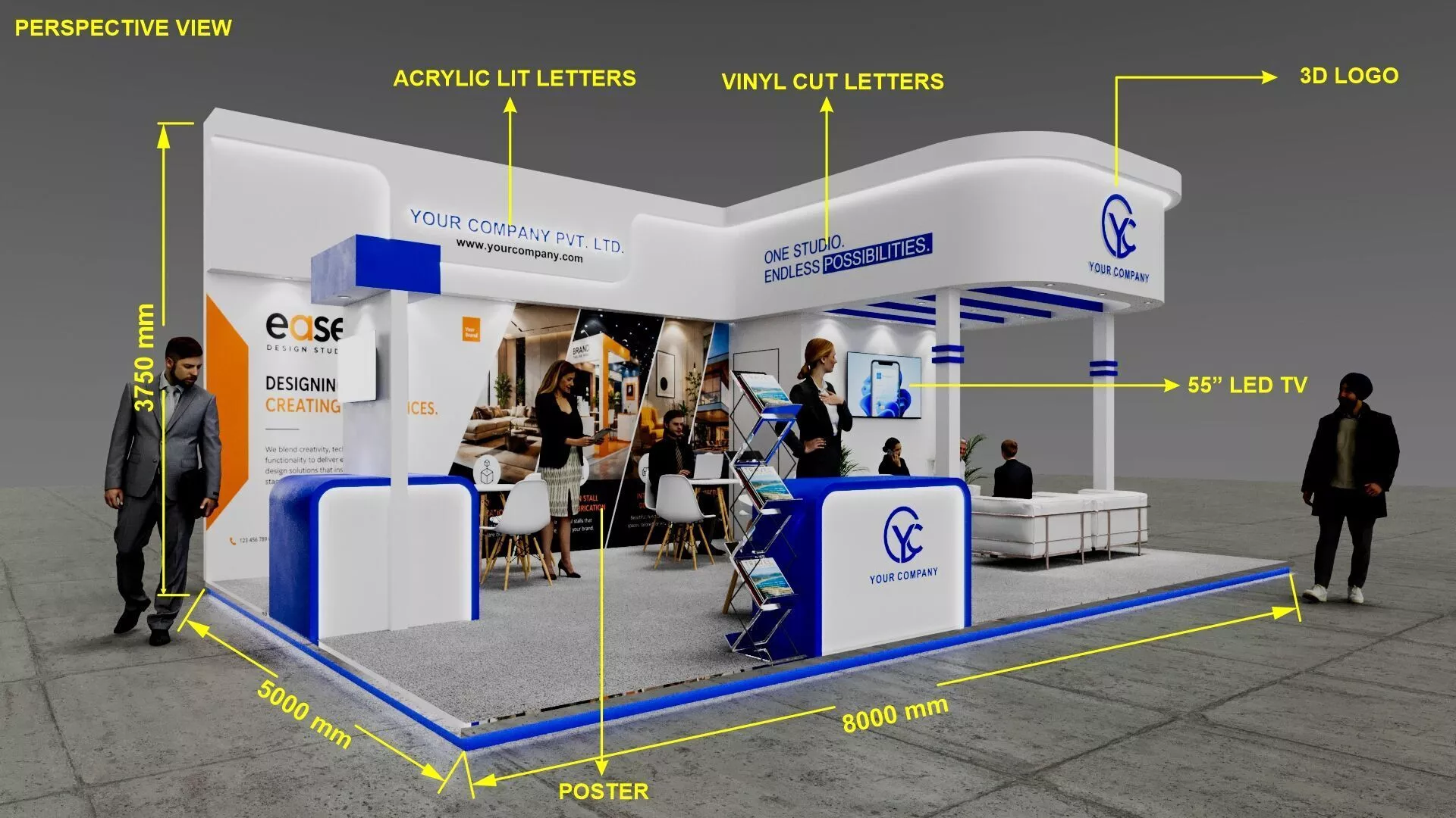 Modern 8x5m Exhibition Booth Design 3D model