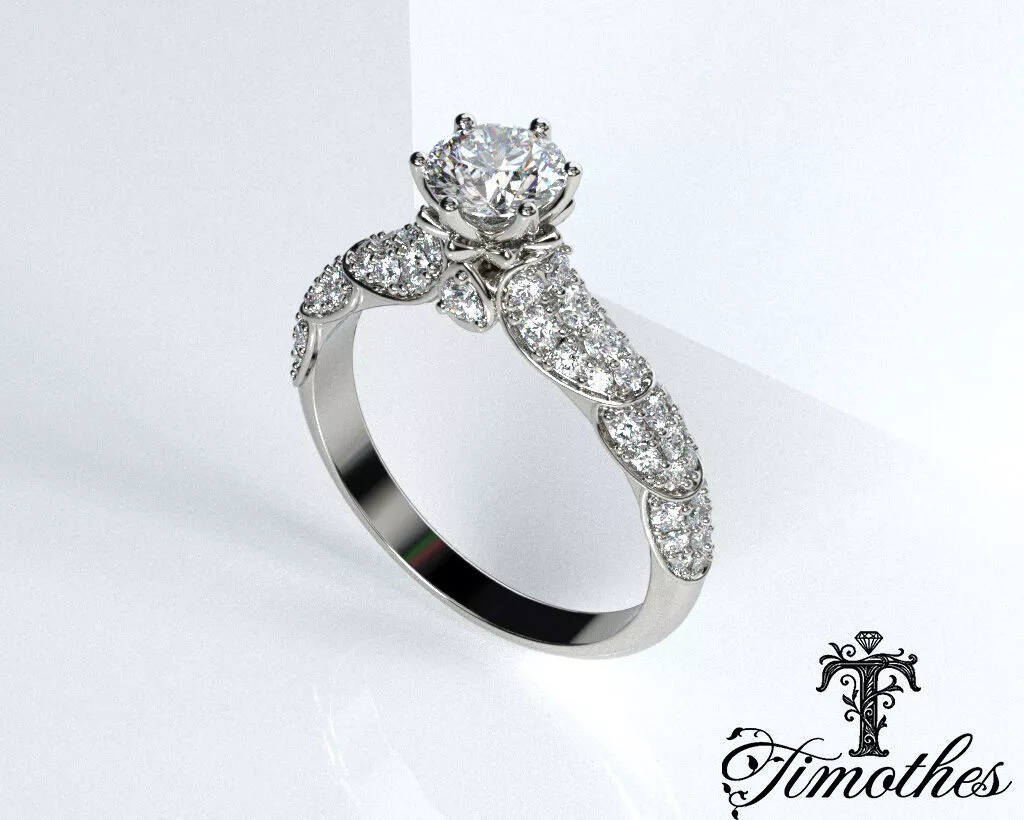 Timothes Diamond Ring 3D JewelryModel FR18 NURB in clude 3D print model