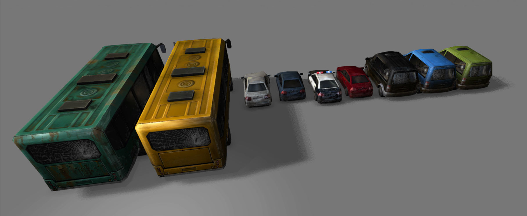 ApocalypticVehiclePack group of cars and buses Low-poly 3D model_1