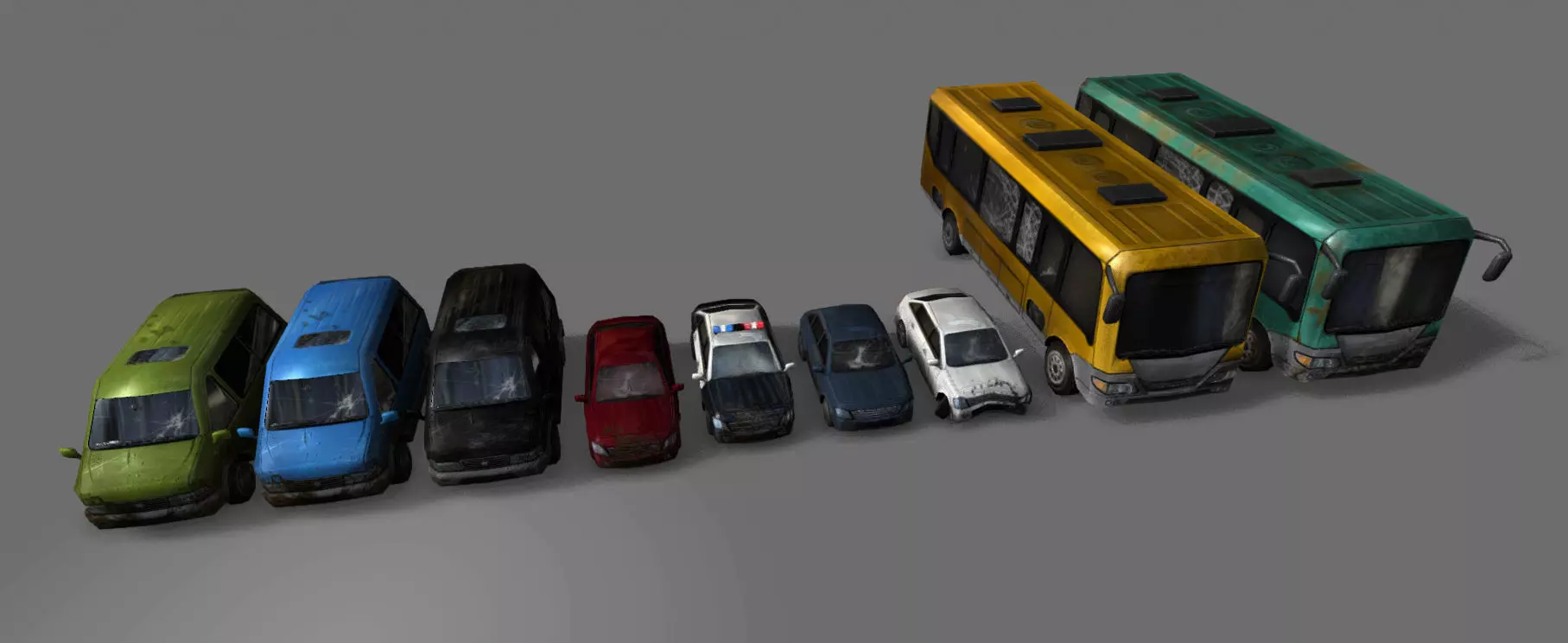 ApocalypticVehiclePack group of cars and buses Low-poly 3D model_0