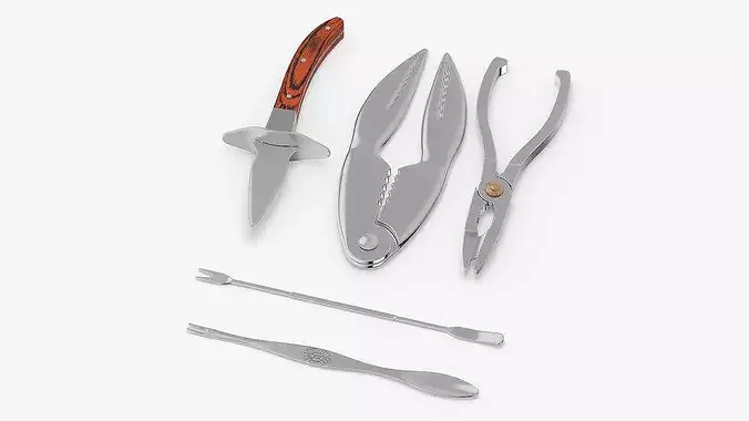 Seafood Lobster Crab Tongs Set 3D model 2