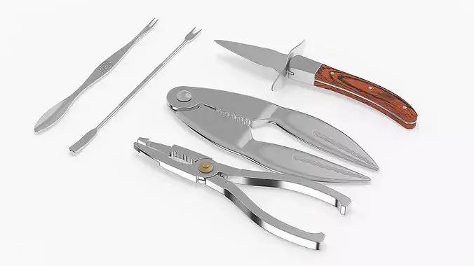 Seafood Lobster Crab Tongs Set 3D model
