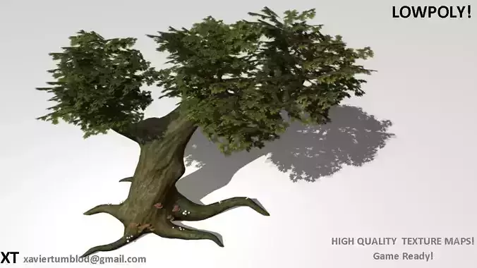 Lowpoly Tree with branches and leaves