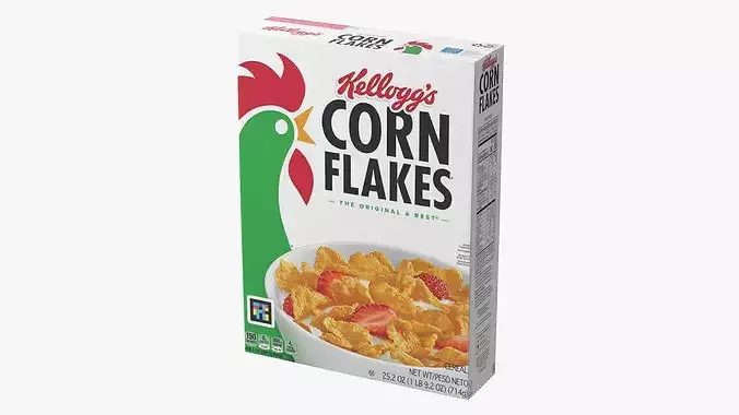 Corn Flakes Box Kelloggs 3D model 5