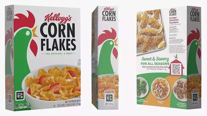 Corn Flakes Box Kelloggs 3D model 6