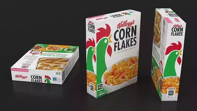Corn Flakes Box Kelloggs 3D model 4