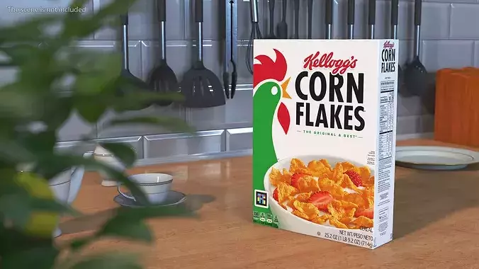 Corn Flakes Box Kelloggs 3D model 2