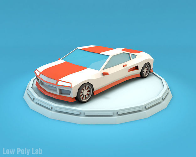 Cartoon Sport Car Low-poly 3D model