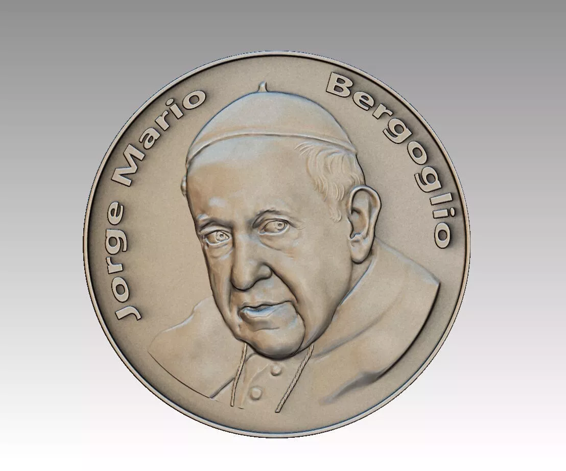 Pope Francis Medallion Bergoglio High Resolution 3D Relief 3D print model