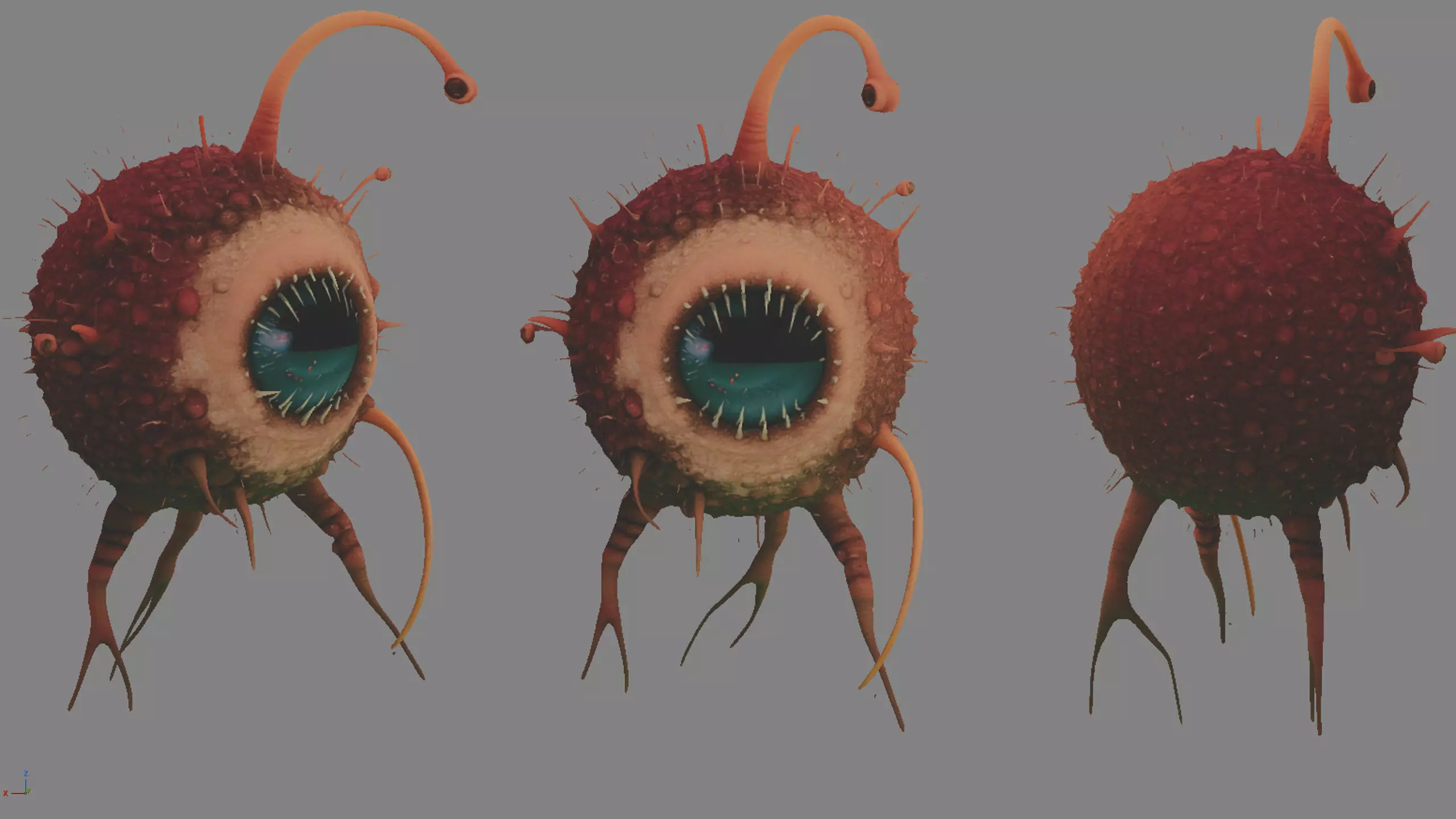 SingleEyed Spherical Alien Creature HighPoly 3D Low-poly 3D model