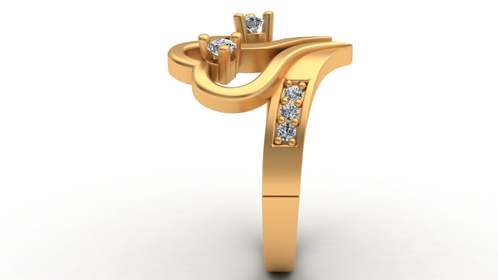 Hearts Love Diamond Gold Fashion Ring 3D print model_5