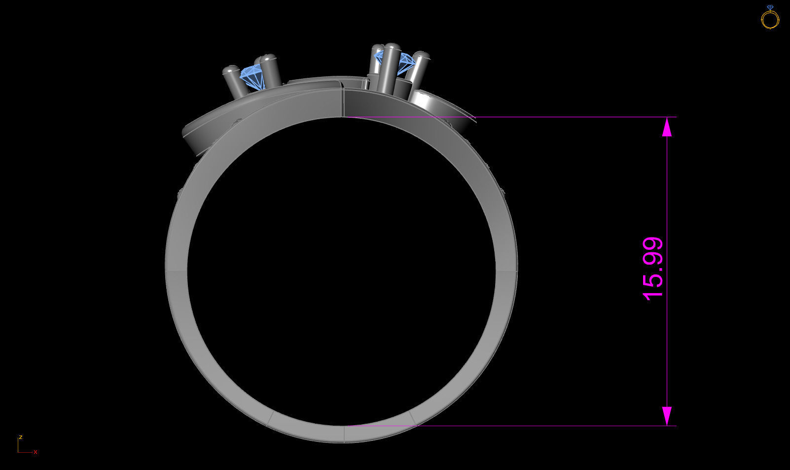 Hearts Love Diamond Gold Fashion Ring 3D print model_18