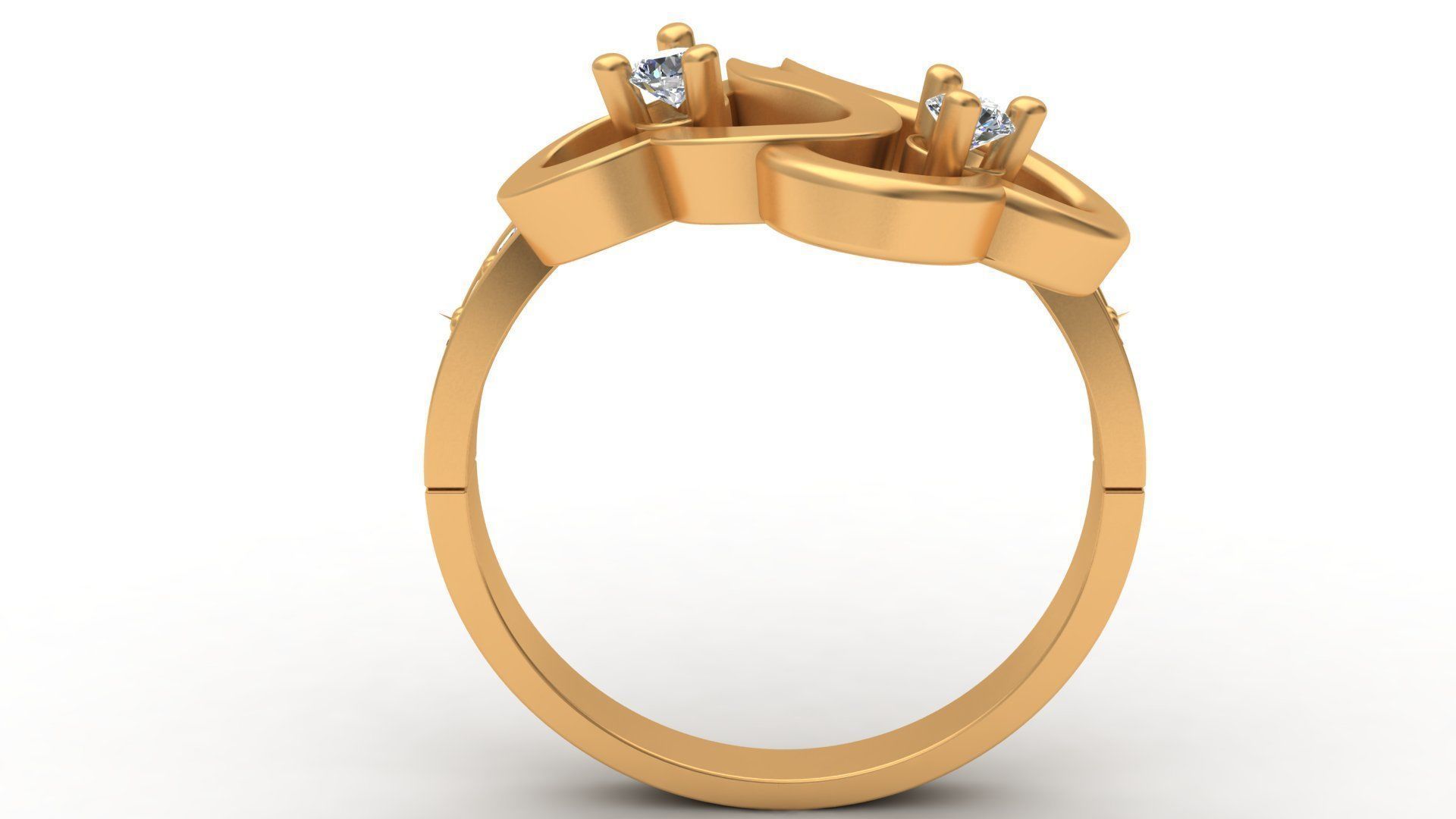 Hearts Love Diamond Gold Fashion Ring 3D print model_7