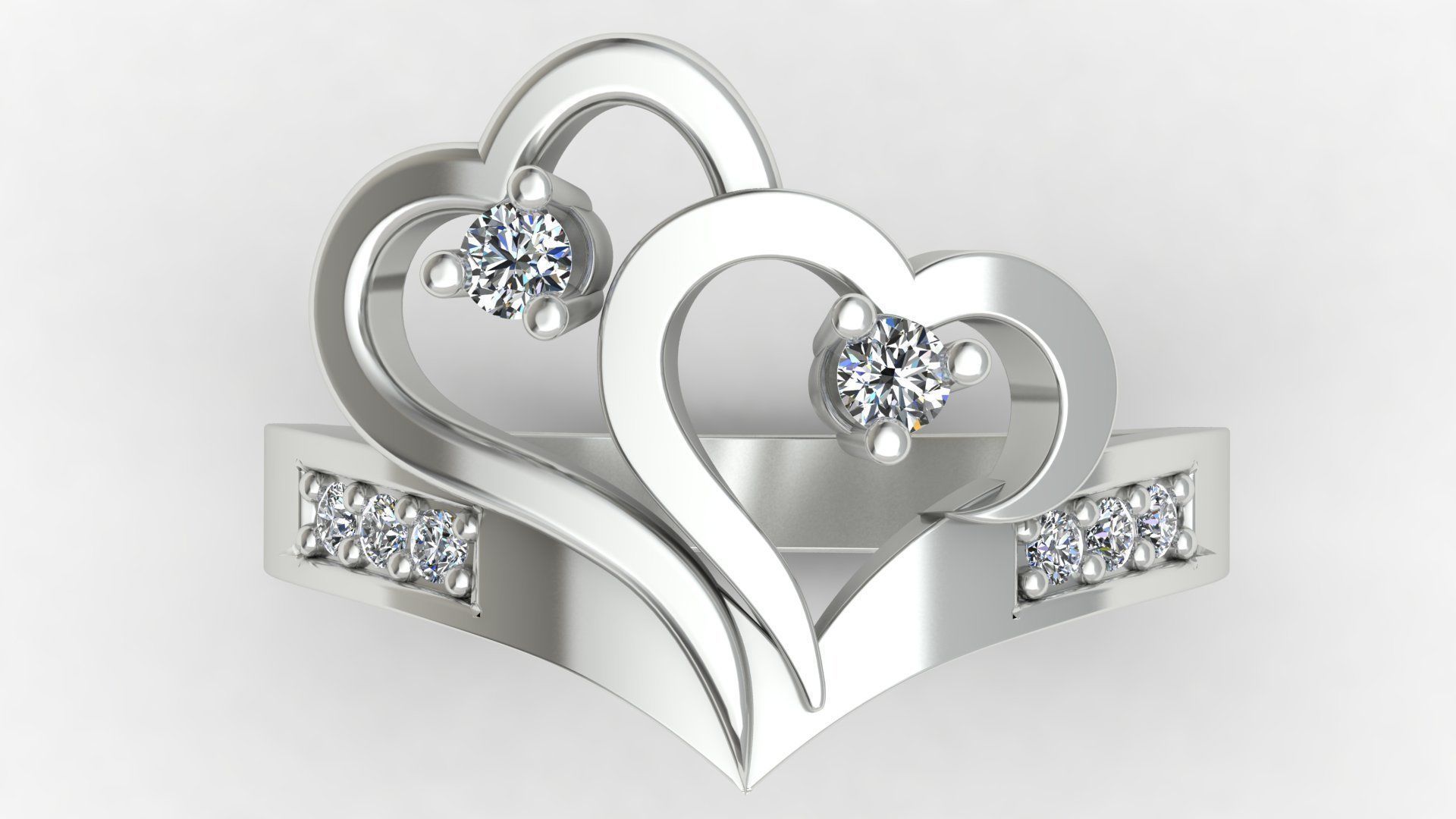 Hearts Love Diamond Gold Fashion Ring 3D print model_10