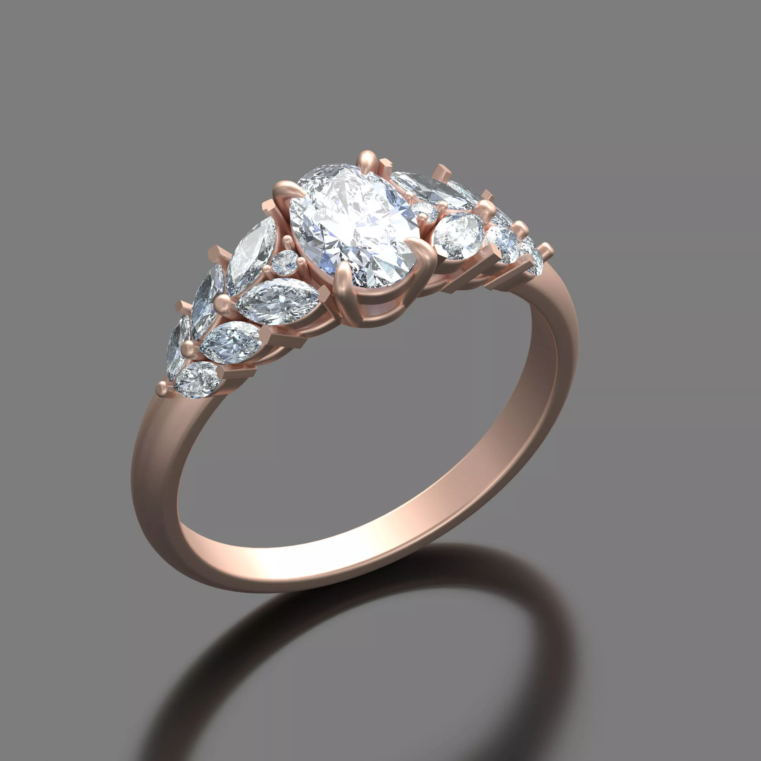 Oval Halo Engagement Ring STL File Ready for 3D Printing 3D print model