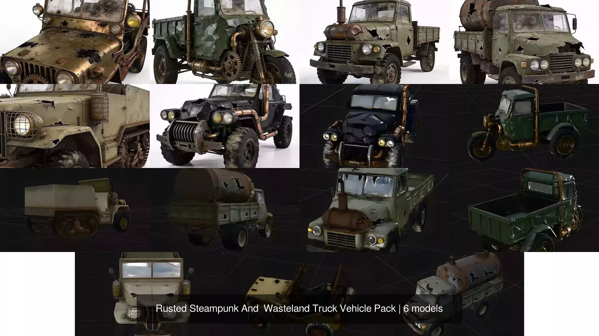 Rusted Steampunk And Wasteland Truck Vehicle Pack