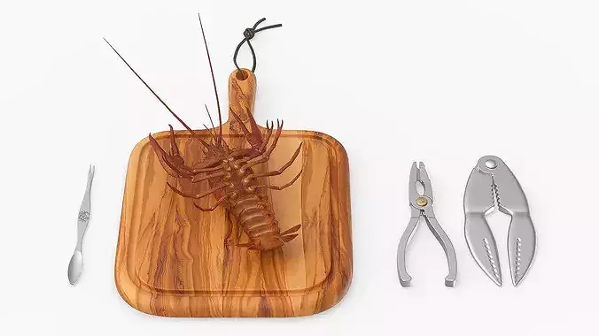 Crawfish Dinner with Seafood Tools 3D model 7