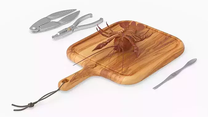 Crawfish Dinner with Seafood Tools 3D model 2